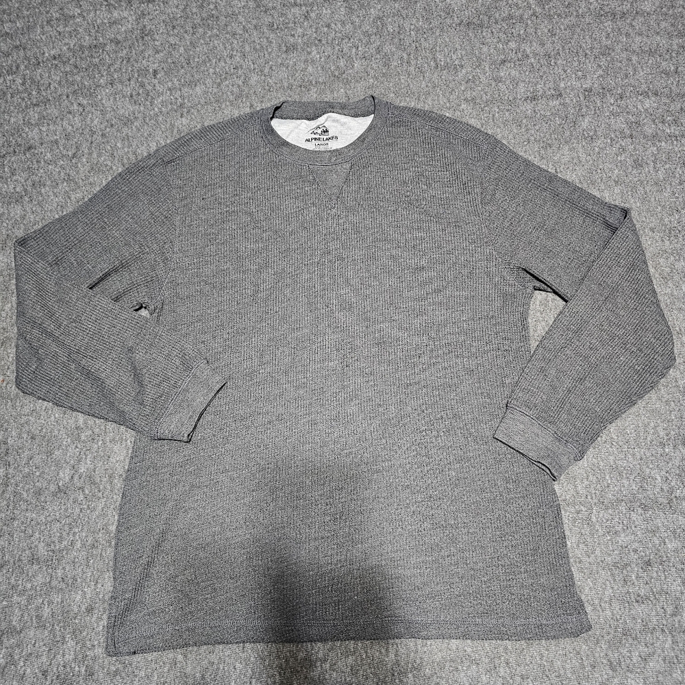Alpine Lakes Gray Waffle Knit Thermal Long Sleeve Shirt - Large